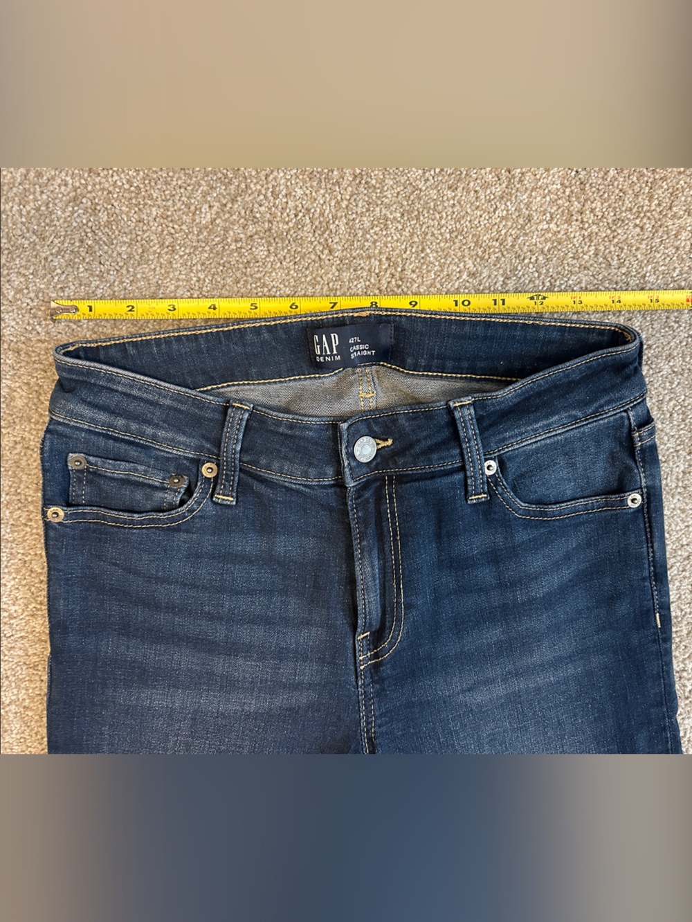 GAP Women's Classic Straight Leg Jeans in Dark Blue Denim - Picture 2 of 7